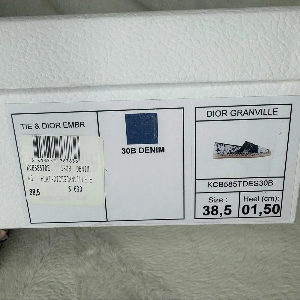 Dior Granville Tie Dye Denim Blue White Logo Embroidered Espadrille